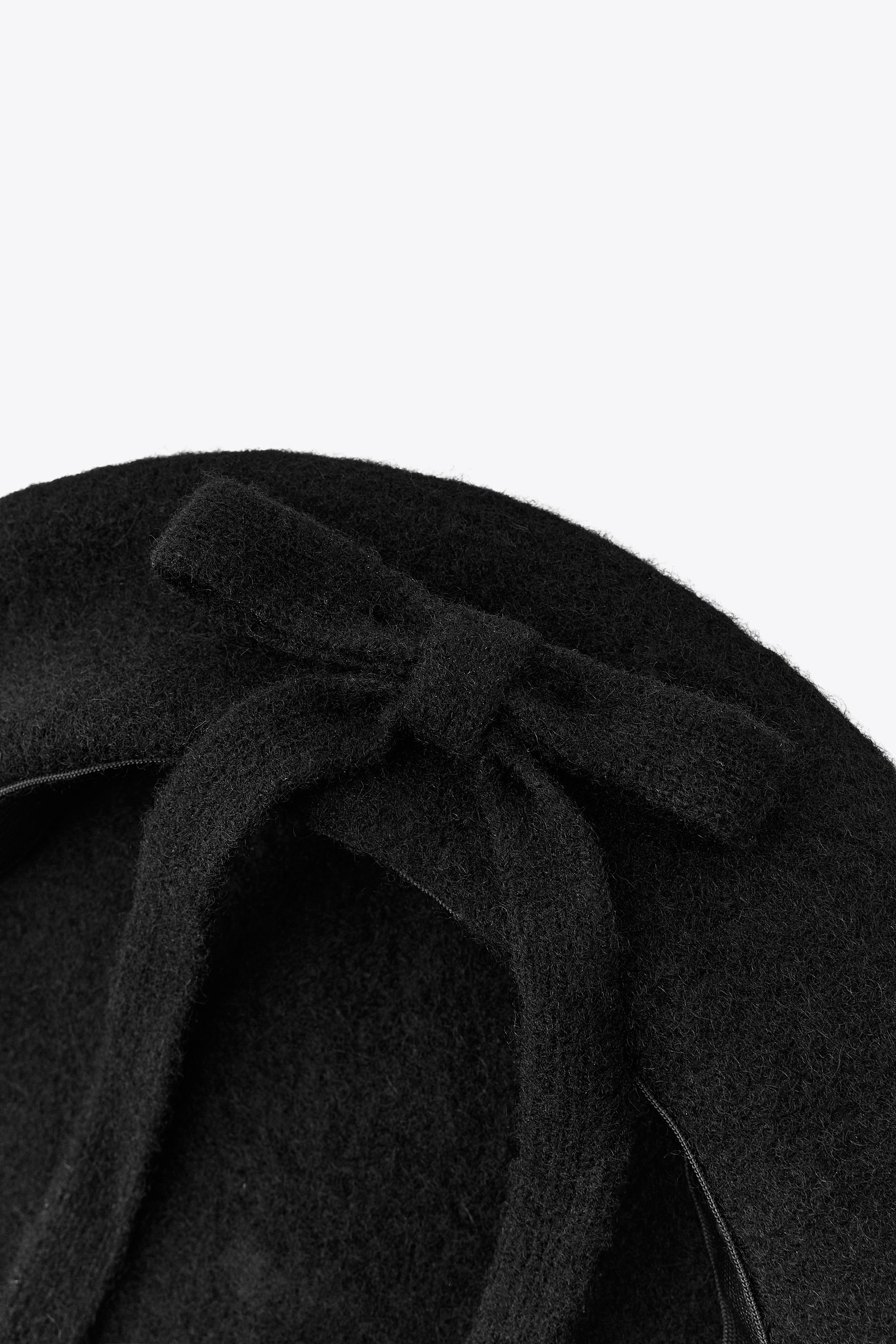 100% WOOL BERET WITH RIBBON